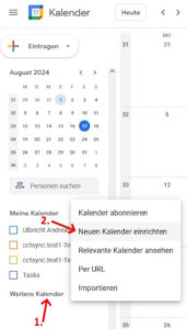 Neuen Google Kalender anlegen