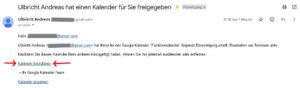 Kalender Freigabe E-mail