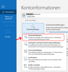 Kontoeinstellungen in Outlook 2021 öffnen