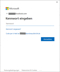 Passworteingabe für Outlook-Konto.