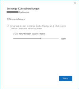 Einstellungen für das E-Mail Konto.