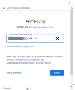 Anmeldung mit Google-Konto