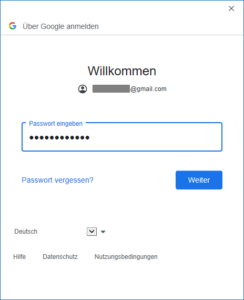 Passwort des Google-Kontos eingeben